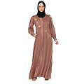 Front Open cuff sleeves  Embroidery Abaya - Rose Golden Front Open cuff sleeves  Embroidery Abaya - Rose Golden